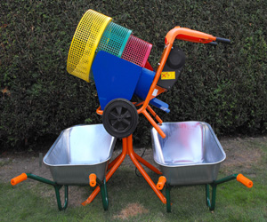 Multidrum soil screener with mixer 